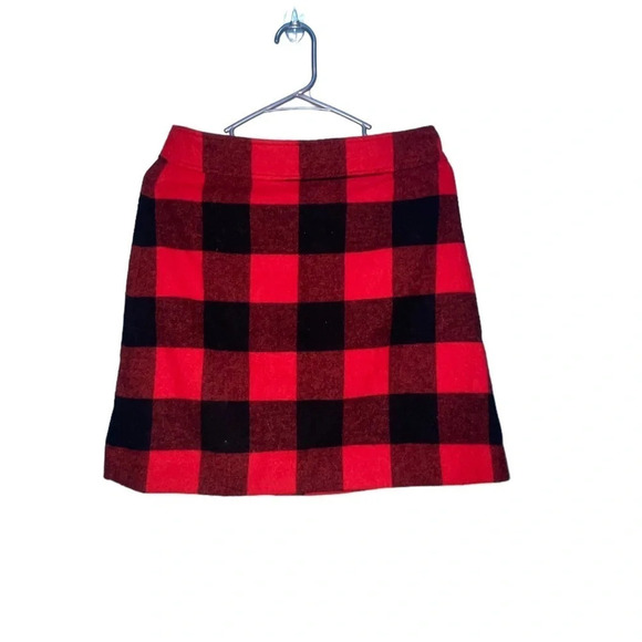 J. Crew Red & Black Buffalo Check Plaid Mini Skirt, Size 4 - Picture 2 of 6